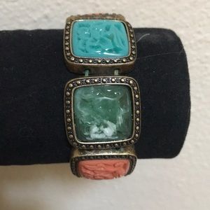 Stretch Bracelet with Carved Beads